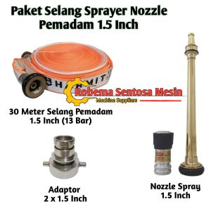Nozzle Pemadam + Selang 30 Meter +Adaptor Mesin 2"