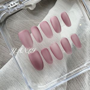 [Yan Li] Russian Velvet Bean Paste Purple Pink Matte Wear Nail Oval Phototherapy Handmade Manicure Student Pregnant Women