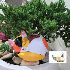 ตุ๊กตาเซรามิกสุนัขนั่งชิงช้าแต่งสวน