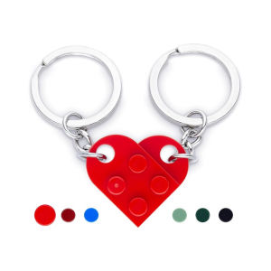 Cặp Đôi Trái Tim Móc Khóa Gạch Nhỏ Khối Xây Phù Hợp Với Mặt Dây Chuyền Quà Tặng Cho Bạn Trai Bạn Gái Dễ Thương Lãng Mạn Hợp Kim Kẽm & Nhựa