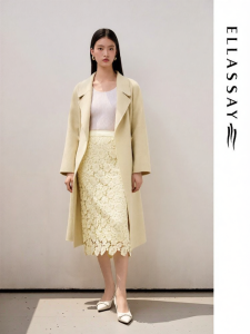 ELLASSAY | Wool Coat 100 Percentage Cream Yellow