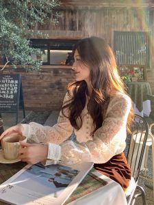 ZHILU | Elegant Unique Lace Top Female Long Sleeve