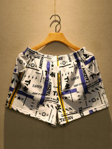 กางเกงขาสั้นผ้าฝ้ายสําหรับชายกลางเอวหลวม Fit ขนาดใหญ่พิมพ์ตัวอักษร/ตัวเลข/ข้อความสไตล์ Aro กางเกง Maub ยี่ห้อ