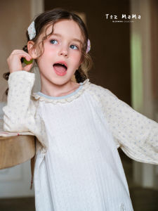 toz mama | Design Floral Patchwork Knitted T-shirt For Autumn Girls