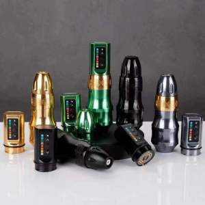 EXO Wireless Tattoo Machine Adjustable Depth Grip Rotary Cartridge RCA Pen Machine With 2pcs Battery