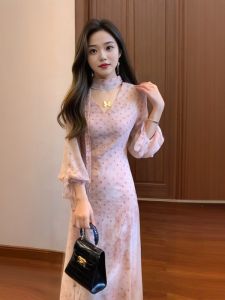 CHANGTONG | French Style V-neck Polka Dot Slim Dress
