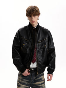 A PUEE | Áo Khoác Da PU Thiết Kế Retro Boxy Oversized Motorcycle