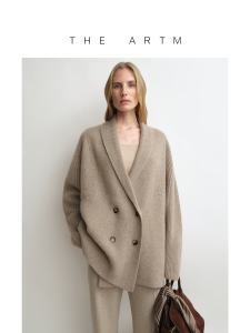 Notch Collar Camel Color Ribbed Cashmere Wool Cardigan