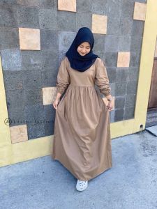 Long Dress Wanita/Dress Korea Style/Mahya Dress/Dress Katun Premium/Dress Panjang Lengan Balon  Kekinian