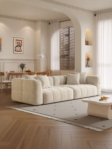 Minimalist Leather Sofa Skin-Friendly Linen Small Living Spaces