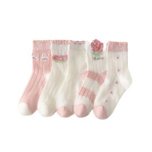 MiiOW | Tất lưới thoáng khí mỏng mùa hè cho trẻ em Tất cotton mềm mại thoải mái cho bé gái Tất dài đến bắp chân họa tiết hoạt hình dễ thương