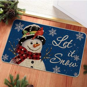 Thảm Trải Sàn In Hình Cây Thông Noel Màu Đỏ Lễ Hội VIKAMA Thảm Trải Sàn Chống Trượt Bền Bỉ Trong Nhà Ngoài Trời Để Trang Trí Ngày Lễ