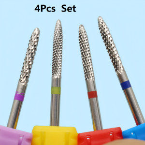 4PCS Rocket-Shaped Steel Nail Drill Bits Set Cuticle Remover Sharp & Durable 2.35mm Shank Professional Manicure & Pedicure N