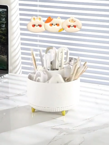 0Z00PU กล่องเก็บแปรงแต่งหน้า กล่องจัดเก็บแปรงแต่งหน้า ชั้นวาง เครื่องสําอาง ลิปสติก แปรงแต่งหน้ากล่องเ หมุนได้ 360 องศา ไม่ต้องประกอบ