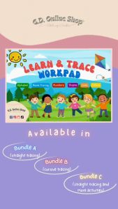 ❗Learn and Trace Workpad for Kids 🗒️ (Straight and Cursive Customized Name Alphabets Numbers Shapes Lines and Colors) ✴️