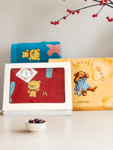 Class a Single Childrens Towel Gift Box Cute Cartoon Pure Cotton Absorbent Home Use Birthday Gift Soft Fabric Kids Towel