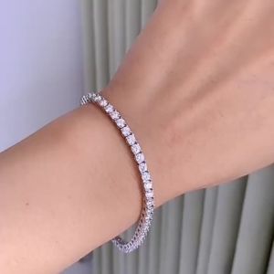 3/4/5MM S925 Sterling Silver Bracelets for Women Stack D Color VVS1 Moissanite Tennis Bracelets With GRA