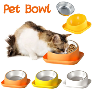 Pet Dog Cat Bowl Inclined Stainless Anti Spill Pet Neck Protective Feeder Big Large Capacity Cat Food Bowl