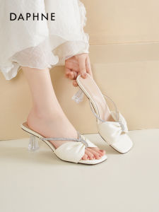 Daphne | Crystal Decorated French Style Coarse Heel Sandals