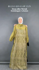 Amanda Maxi Dress Kekinian -  Gamis Renda Brukat Silky Mewah Kondangan - Gamis Bridesmaid - Demore