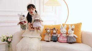 GUAIBUDIAN | Couple Teddy Bear and Gentleman Rabbit Stuffed Toys