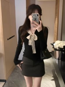 PEIXI | V-neck Faux-layer Trimming Sweater Underlayer