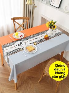 WANGSHIHUAYI | Bàn Ăn Không Thấm Nước Chống Dầu PVC Không Cần Giặt