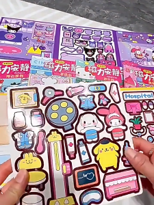 Sanrio Quiet Book Cut-free Kuromi Sticker Book DIY Sanrio Sticker Paper Doll Kids Educational Handmade DIY Kuromi book Set Quiet Book Toys Melody Cinnamon buku kuromi Kitty Mainan untuk kanak-kanak