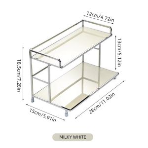 Metal Desktop Layered Storage Rack Double-Layer Desk Storage Rack Water Cup and Coffee Cup Storage Rack Bathroom Cosmetics St