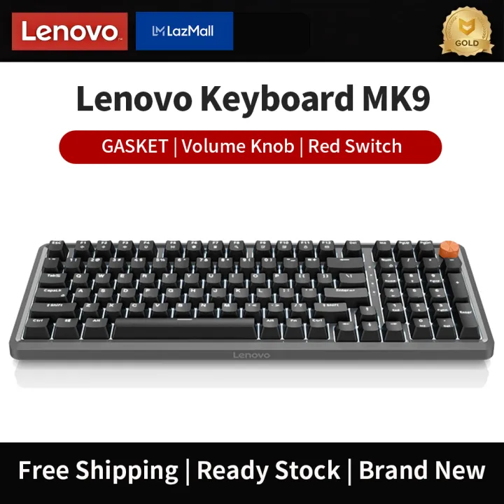 Lenovo MK9 Mechanical Keyboard - Gasket Structure, 98-Key Layout, Red Switches & Volume Knob