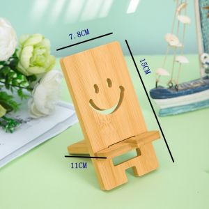 Creative Bamboo Mobile Phone Stand Desktop Universal Display Wooden Mobile Phone Holder Carved Words Detachable Lazy Person