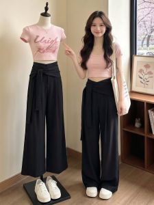 AIYITI | Wide Leg Band Ice Silk Light Loose Fit Pant Womens
