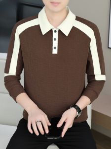 HENGYUANXIANG | Áo thun polo tay dài rộng rãi cổ bẻ nhiều màu thời trang xuân thu cho nam chất liệu polyester thương hiệu nổi tiếng Trung Quốc