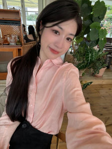 BINKAFENNY | Pink Polo Collar Sun Protection Outerwear Womens Summer New Loose Versatile Linen Top Thin Style Commute Fashion Regular Sleeve