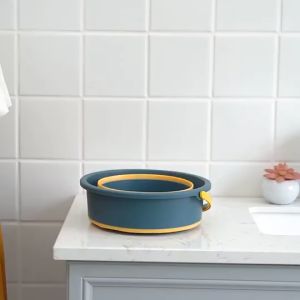 Folding Portable Collapsible Silicone Bucket Multifunction Household Bathroom Bucket Container Laundry Basin Cleaning Bucket Outdoor Travel Storage Car Washing Fold The Bucket