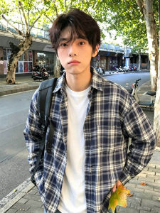 YOULIN | Navy American Vintage Plaid Shirt Summer Boys Wear