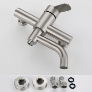 Stainless Steel Bathtub Shower Mixer Taps Faucet Shower Wall Mounted Bathroom Fixtures Ceramic Valve Core Triple Hot Cold Tap
