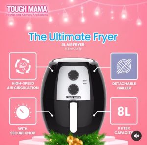 Tough Mama NTM-AF8 Air Fryer 8L Black Large Air Fryer Detachable Griller