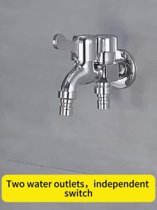Stainless Steel Washing Machine Faucet 1 Inlet 2 Outlet 1/2 3/4 Dual Control Water Tap Three Way Splitter For Bathroom