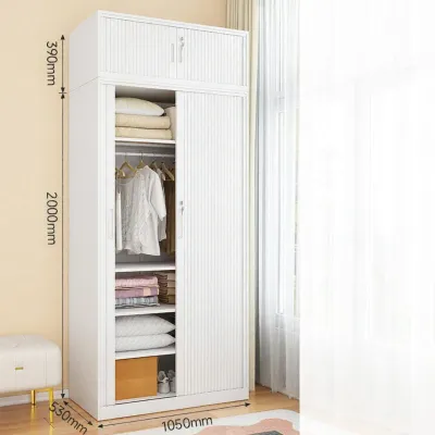 Creamy Style Closet Sliding Door Steel Wardrobe
