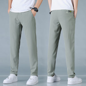 2025 ฤดูใบไม้ผลิฤดูร้อน Ultra-thin Mens Casual กางเกงขาตรงเอวยางยืดกีฬากางเกงวิ่งแฟชั่นผู้ชายกางเกงกอล์ฟ