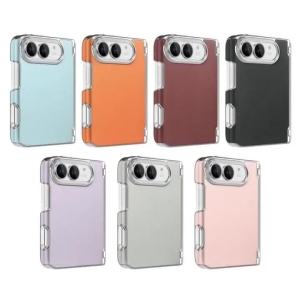 szhaiyu | Luxury Lychee Grain Leather Case For iPhone Duo iPhone 18 Fold With Hinge With Lens Protector Shockproof Hinge Cover Fundas