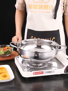 LILIER 304 Stainless Steel 24CM Deep Fryer Pot with Thermometer Oil Drainage and Food Placement
