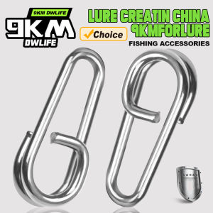 9KM 50Pcs Fishing Snap Oval Fishing Lures Connectors Saltwater Fishing Split Rings Snap Stainless Steel