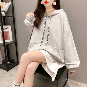 B86 เสื้อแขนยาวฮู้ดแบบสวม Oversize (อก 52 นิ้ว) มีกระเป๋าหน้า สกีลลายด้านหลัง ชายเสื้อหน้า-หลัง ไม่เท่ากัน ผ้าคอตตอล ผ้าไม่ยืด สินค้าพร้อมส่งในไทย