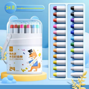 สีเทียนปลอดสารพิษ 24สี มือของเด็กไม่สกปรก ดินสอสีล้างทําความสะอาดได้ อุปกรณ์วาดภาพ