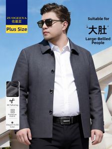Zuogeeya | Turn-down Collar Casual Business Jacket for Big Men Loose Fit XL Size