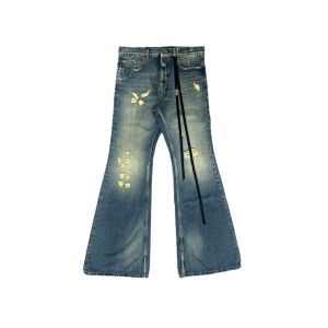 Ann 26 Show Piece Strap Washed Blue Vintage Distressed Bootcut Jeans