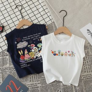 Boys Pure Cotton Sleeveless Vest Breathable Summer Casual Shirt for 2-14 Years Old Boys Trendy Versatile Comfortable Top