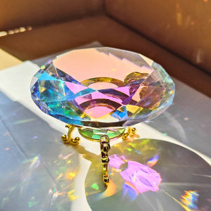 8cm Crystal Decorative Piece Rainbow Colored Glass Diamond Gem Model Creative Home Decoration European Style Living Room Ornament